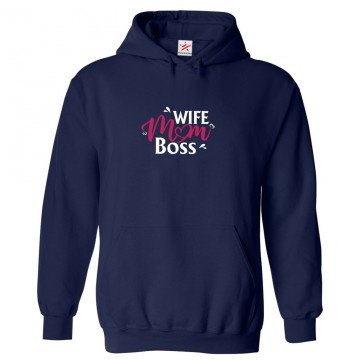 Wife Mom Boss Classic Womens Kids and Adults Pullover Hoodie